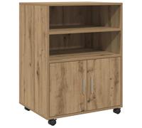 vidaXL Armoire à roulettes chêne Artisanal 60x48x81 cm Bois ingénierie, classeur, Armoire de classement pour Maison, classeur pour Bureau à Domicile