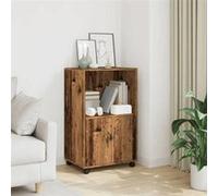 vidaXL Armoire à roulettes vieux bois 55x40x91 cm bois d'ingénierie, classeur, armoire de classement pour maison, classeur 853189 Marron G