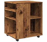 vidaXL Armoire à roulettes Vieux Bois 60x53x72 cm Bois d'ingénierie, Armoire, Armoire de Bureau roulante, Organisateur de Maison, Armoire de Rangement