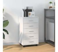 vidaXL Armoire à tiroirs avec roulettes - Blanc brillant