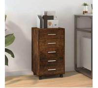 vidaXL Armoire à tiroirs avec roulettes Chêne fumé Bois d'ingénierie 342674