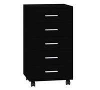 vidaXL Armoire à tiroirs avec roulettes Noir Bois d'ingénierie