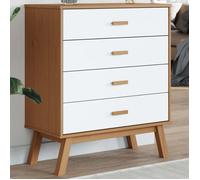 vidaXL Armoire à tiroirs OLDEN blanc et marron – bois de pin solide