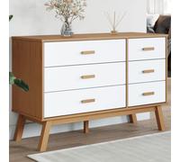 vidaXL Armoire à tiroirs OLDEN blanc et marron bois de pin solide
