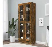 vidaXL Armoire à Vitrine Bibliothèque Support à Livres Meuble de Rangement Salle de Séjour Intérieur Chêne Fumé 815621