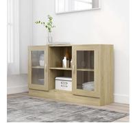 vidaXL Armoire à Vitrine, Buffet avec Compartiment, Meuble de Rangement de Salon Salle de Séjour Chambre Intérieur, Chêne 802789