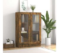 Vidaxl Armoire À Vitrine Chêne Fumé 82,5x30,5x115 Cm Bois D'ingénierie Multicolore