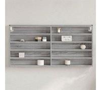Armoire à vitrine sonoma gris 100x8,5x50 cm bois d'ingénierie, armoire murale, armoire de rangement murale, armoire 847952