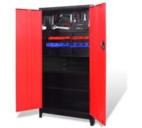 vidaXL Armoire avec coffre à outils Acier 90x40x180 cm Rouge et noir Rouge G
