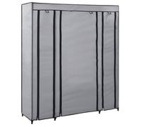 vidaXL Armoire portable avec compartiments et tiges Gris 150 x 45 x 176 cm Tissu