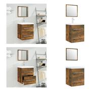 vidaXL Armoire avec lavabo encastré Chêne fumé Bois composite - Armoire Avec Lavabo - Armoires Avec Lavabo - Armoire Sous Lavabo - Armoire Sous Lavabo