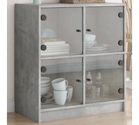 vidaXL Armoire avec portes en verre - Gris béton