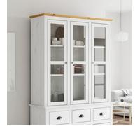 vidaXL Armoire vitrée BODO avec étagères en pin massif blanc/marron