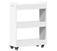 vidaXL Armoire avec Roues Blanc 60x22x79 cm Bois d'ingénierie, Armoire latérale, Armoire de Rangement, Organiseur de Maison, Buffet, Armoire d'appoint