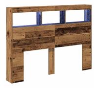 vidaXL Armoire avec tête de lit avec lumières LED - Bois ancien 140 x 17 x 102 cm - Étagère de rangement élégante et moderne pour chambre à coucher - Bois d'ingénierie