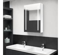 vidaXL Armoire bain LED miroir - Blanc brillant