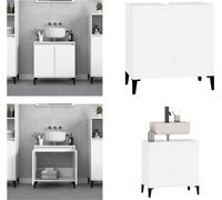vidaXL Armoire basse pour lavabo Blanc 58x33x60 cm Bois composite - Armoire pour lavabo - Armoire pour lavabo - Armoire de salle de bain