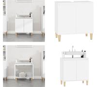 vidaXL Armoire basse pour lavabo Blanc 58x33x60 cm Bois composite - Armoire pour lavabo - Armoire pour lavabo - Armoire de salle de bain
