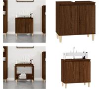 vidaXL Armoire basse pour lavabo brun aspect chêne 58x33x60 cm - Armoire pour lavabo - Armoire pour lavabo - Armoire de salle de bain