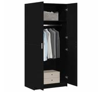 vidaXL Armoire Chêne Noir 80 x 50,5 x 180 cm Bois d'ingénierie, Organisateur Moderne pour Chambre, Armoire rectangulaire, Solution de Rangement, Portes à charnières, étagères spacieuses