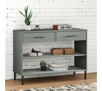 vidaXL Armoire console avec pieds en métal Gris Bois pin massif OSLO, meuble, meuble de couloir, meuble hall, meuble latéral, meuble d'entrée, buffet Gris G