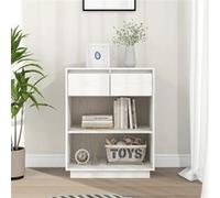 vidaXL Armoire Console Meuble de Rangement Armoire Latériale Salon Salle de Séjour Chambre à Coucher Intérieur Blanc 60x34x75 cm Bois de Pin Solide Blanc G