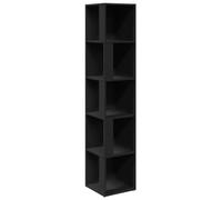 vidaXL Armoire d'angle, Étagère avec 5 Compartiments, Buffet avec Rangement, Organisateur de Salon, Moderne, Noir Bois d'Ingénierie