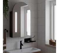 vidaXL Armoire de bain à miroir avec LED arquée noir 42x13x70 cm, armoire de toilette avec miroir, armoire murale avec 357975 Noir G