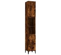vidaXL Armoire colonne de salle de bain 30x30x190 cm – 2 étagères, 2 compartiments – Chêne fumé