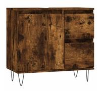 vidaXL Armoire de salle de bain 65×33×60 cm – 2 tiroirs, compartiment – Chêne fumé bois d'ingénierie