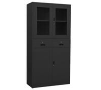 Vidaxl Armoire De Bureau Anthracite 90x40x180 Cm Acier Et Verre Trempé Multicolore