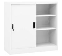 vidaXL Armoire de Bureau avec Porte Coulissante Armoire de Rangement Classeur Meuble de Rangement Maison Intérieur Blanc 90x40x90 cm Acier