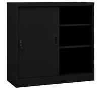 vidaXL Armoire de bureau avec porte coulissante - Noir