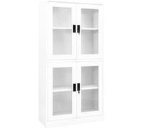 vidaXL Armoire de Bureau Classeur Armoire à Dossiers Armoire de Classement Stockage de Fichiers Blanc 90x40x180 cm Acier et Verre Trempé Blanc G