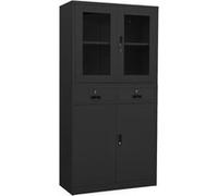 vidaXL Armoire de Bureau Meuble de Classement Stockage de Fichiers Armoire de Rangement Anthracite 90x40x180 cm Acier et Verre Trempé Anthracite G