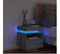 vidaXL Table de chevet 836794 – avec lumières LED et rangement – Sonoma gris bois
