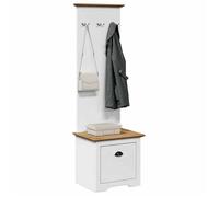 vidaXL Armoire de Couloir avec Crochets BODO Blanc Marron 50x40x157 cm, Meuble de Couloir, Meuble de vestiaire, Meuble de Rangement d'entrée