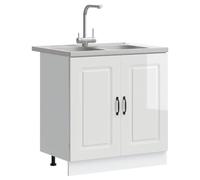 vidaXL Armoire de cuisine Kalmar Blanc Brillant 80 x 46 x 81,5 cm | Parfait pour tes affaires, Bois d'ingénierie robuste pour une durabilité au top,