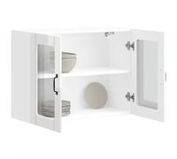 vidaXL Armoire Murale de Cuisine avec Porte vitrée Lucca Bois d'ingénierie Blanc Brillant