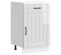 vidaXL Armoire de Cuisine Lucca Blanc Brillant Bois ingénierie, Meuble d'évier, Meuble de Cuisine avec tiroir, Meuble de Cuisine à tiroir
