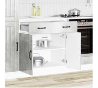 vidaXL Armoire de Cuisine Lucca Gris béton Bois ingénierie, Meuble d'évier, Meuble de Cuisine avec tiroir, Meuble de Cuisine à tiroir