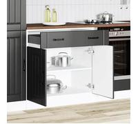 vidaXL Armoire de Cuisine Lucca Noir Bois d'ingénierie, Meuble d'évier, Meuble de Cuisine avec tiroir, Meuble de Cuisine à tiroir