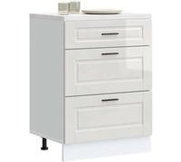 vidaXL Armoire de cuisine Porto blanc brillant bois ingénierie, meuble d'évier, meuble de cuisine avec tiroir, meuble de 854261 Blanc