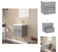 vidaXL Armoire de lavabo avec vasque encastrée Gris Sonoma Bois composite - lavabos de salle de bains