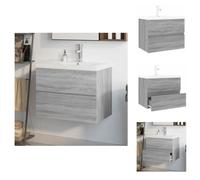 vidaXL Armoire de lavabo avec vasque encastrée Gris Sonoma Bois composite - lavabos de salle de bains