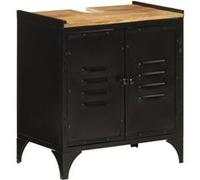 vidaXL Armoire de Lavabo de Salle de Bain, Meuble d'Évier avec 2 Portes, Armoire de Rangement Toilette, Moderne, Fer et Bois de Manguier