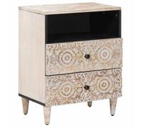 vidaXL Armoire de lit Blanc 50 x 33 x 60 cm Bois de mangue massif, Salon, Rectangulaire, Idées pour un espace, Aménagements,4018378
