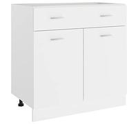 vidaXL Armoire de Plancher Placard Armoire de Rangement Meuble de Cuisine avec 1 Tiroir et 2 Etagères Intérieur Blanc 80x46x81,5 cm Aggloméré