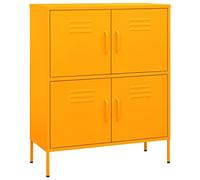 vidaXL Armoire de Rangement Buffet Armoire Latérale Meuble de Rangement Salon Salle de Séjour Intérieur Jaune Moutarde 80x35x101,5 cm Acier