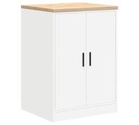 vidaXL Armoire de Rangement de Garage Blanc 60x51x85 cm Bois de pin, Armoire, Armoire à Outils, Armoire Basse, Armoire de Garage, Armoire de Rangement